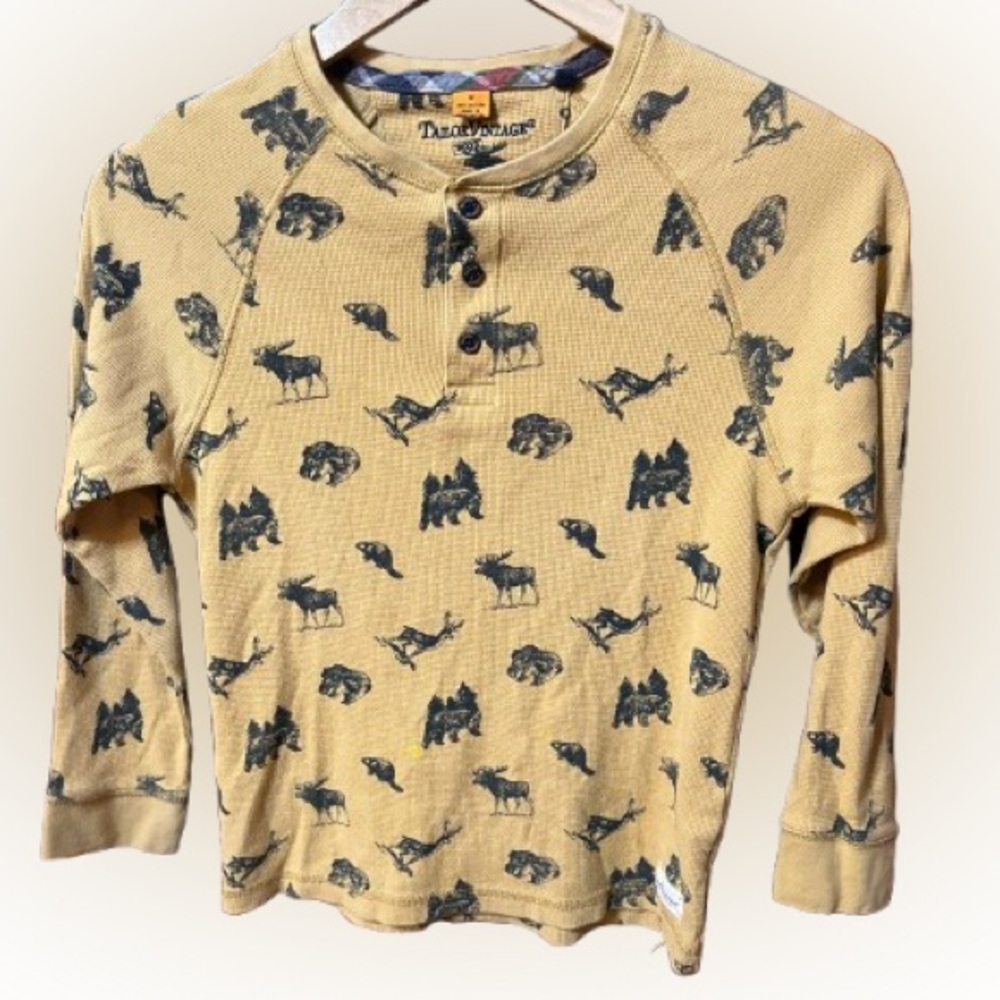 Tailor Vintage Kids Long Sleeve Animal Print Shirt Size 12